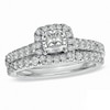 Thumbnail Image 1 of Previously Owned - Vera Wang Love Collection 1-1/2 CT. T.W. Cushion-Cut Diamond Frame Bridal Set in 14K White Gold