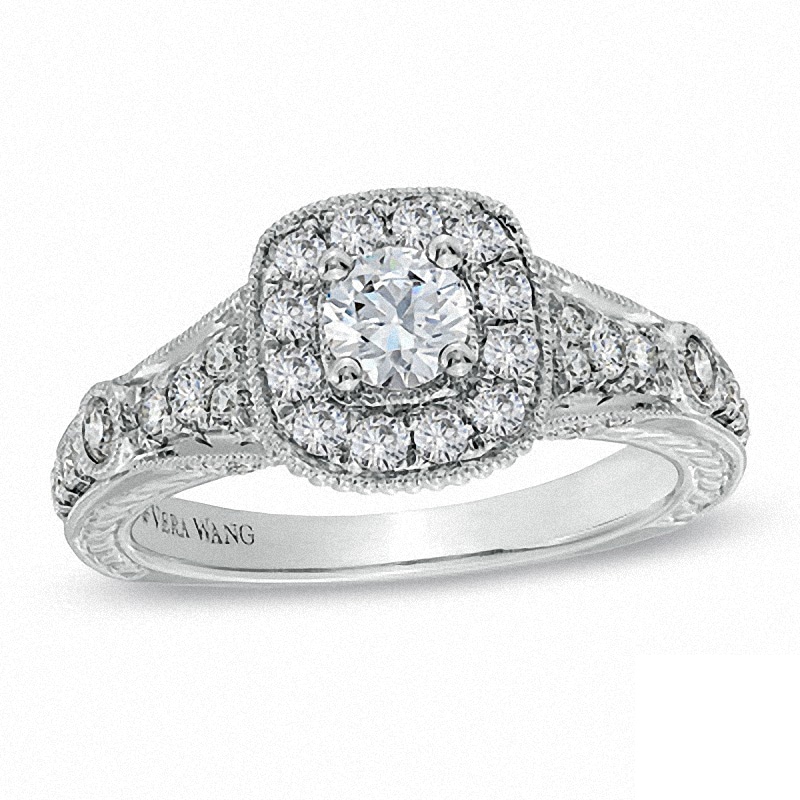 Main Image 1 of Previously Owned - Vera Wang Love Collection 1 CT. T.W. Diamond Engagement Ring in 14K White Gold