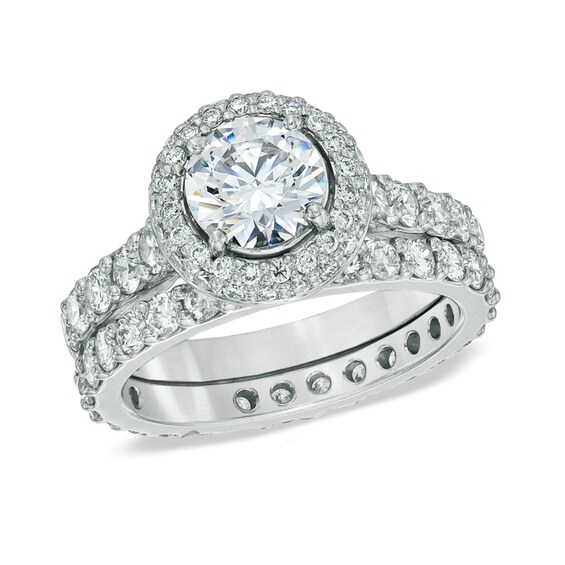 Previously Owned - Celebration Lux® 1-1/2 CT. T.w. Diamond Bridal Set in 18K White Gold (I/Si2)
