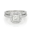 Thumbnail Image 1 of Previously Owned 2 CT. T.W. Princess-Cut Diamond Frame Soldered Bridal Set in 14K White Gold