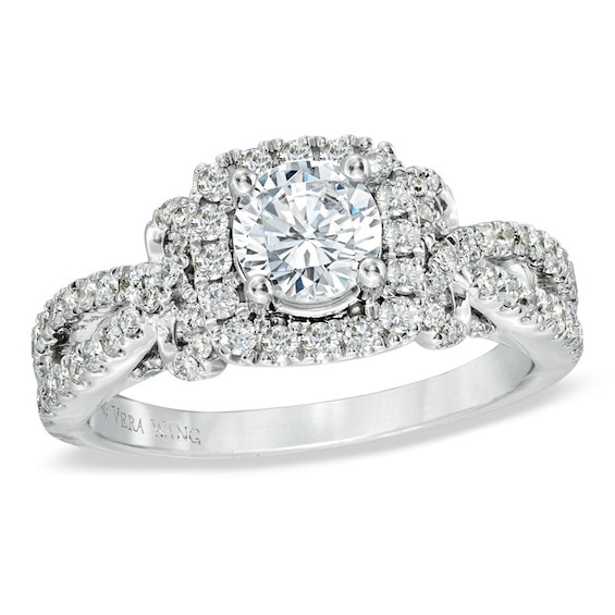 Previously Owned - Vera Wang Love Collection 1-1/2 CT. T.w. Diamond Split Shank Engagement Ring in 14K White Gold