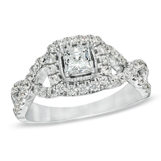 Previously Owned - Celebration LuxÂ® 1 CT. T.w. Princess-Cut Diamond Engagement Ring in 14K White Gold (I/Si2)