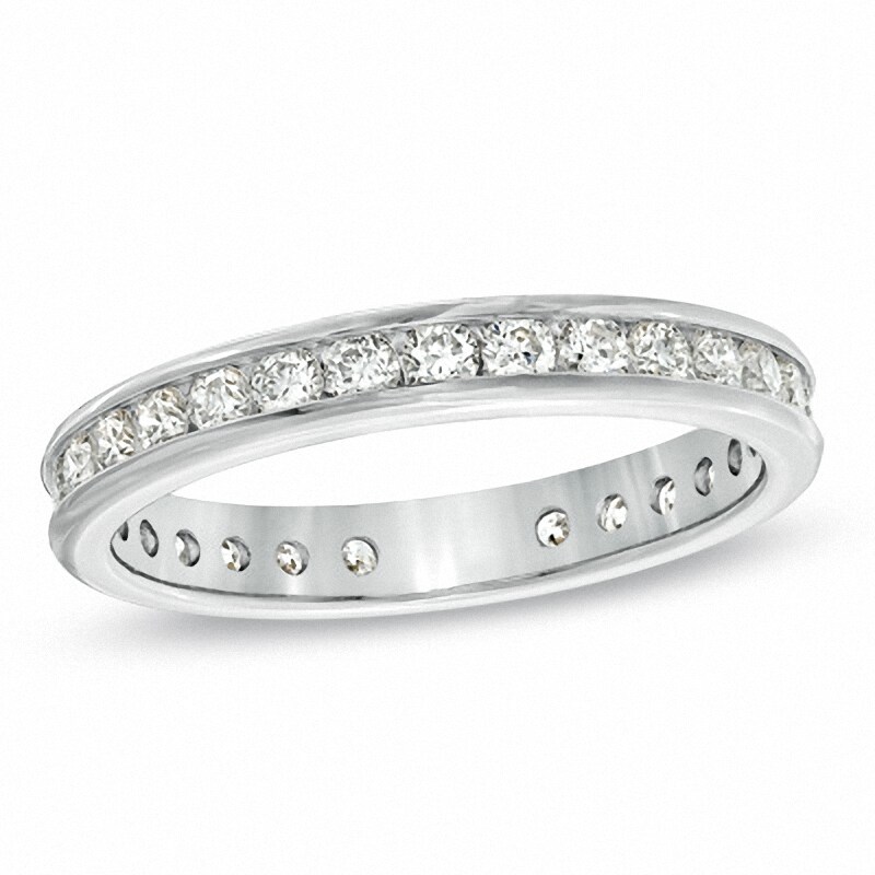 Main Image 1 of Previously Owned - 1/2 CT. T.W. Diamond Channel-Set Eternity Wedding Band in 14K White Gold
