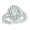 Thumbnail Image 1 of Previously Owned - Vera Wang Love Collection 1-1/2 CT. T.W. Oval Diamond Frame Engagement Ring in 14K White Gold