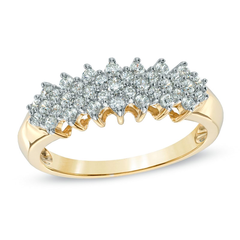 Main Image 1 of Previously Owned - 1/2 CT. T.W. Diamond Cluster Pyramid Band in 10K Gold