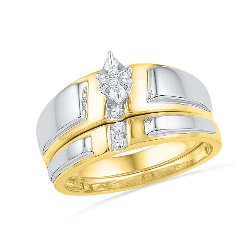 Main Image 1 of Previously Owned - Marquise Diamond Accent Slant Bridal Set in 10K Two-Tone Gold