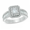 Thumbnail Image 0 of Previously Owned - Vera Wang Love Collection 1-1/2 CT. T.W. Emerald-Cut Diamond Double Frame Ring in 14K White Gold