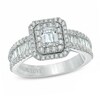Thumbnail Image 1 of Previously Owned - Vera Wang Love Collection 1-1/2 CT. T.W. Emerald-Cut Diamond Double Frame Ring in 14K White Gold