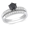 Thumbnail Image 1 of Previously Owned - 1-1/4 CT. T.W. Enhanced Black and White Diamond Bridal Set in 10K White Gold