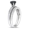 Thumbnail Image 2 of Previously Owned - 1-1/4 CT. T.W. Enhanced Black and White Diamond Bridal Set in 10K White Gold