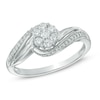 Thumbnail Image 1 of Previously Owned - 1/3 CT. T.W. Cluster Swirl Engagement Ring in 10K White Gold