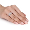 Thumbnail Image 3 of Previously Owned - 1/4 CT. T.W. Diamond Teardrop Cluster Three Piece Bridal Set in Sterling Silver