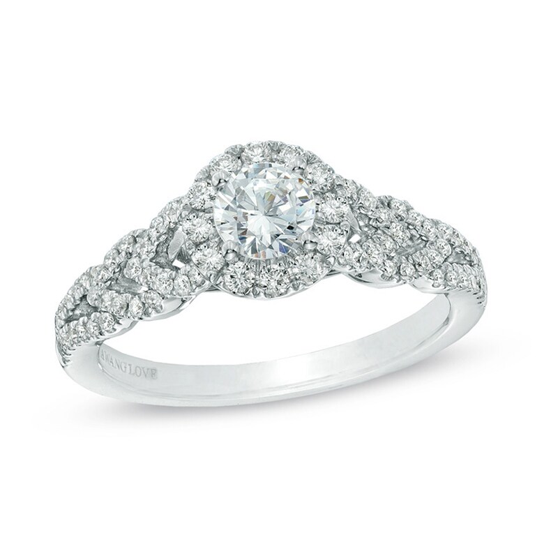 Main Image 1 of Previously Owned - Vera Wang Love Collection 3/4 CT. T.W. Diamond Frame Engagement Ring in 14K White Gold