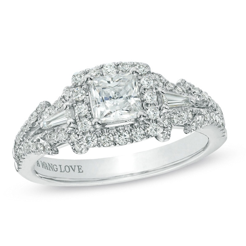 Main Image 1 of Previously Owned - Vera Wang Love Collection 1 CT. T.W. Princess-Cut Diamond Frame Engagement Ring in 14K White Gold