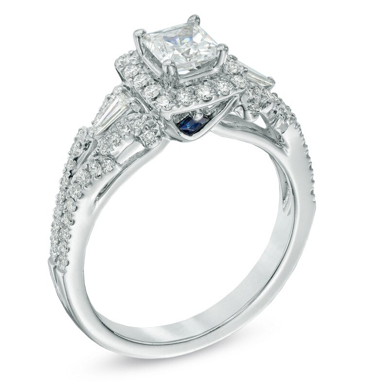 Main Image 2 of Previously Owned - Vera Wang Love Collection 1 CT. T.W. Princess-Cut Diamond Frame Engagement Ring in 14K White Gold