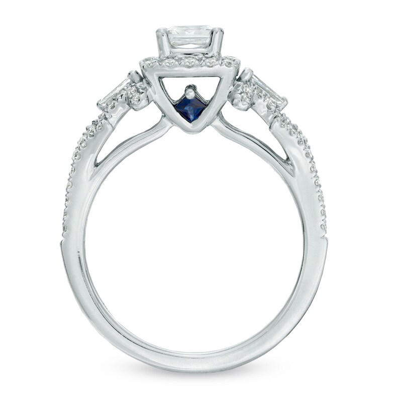 Main Image 3 of Previously Owned - Vera Wang Love Collection 1 CT. T.W. Princess-Cut Diamond Frame Engagement Ring in 14K White Gold
