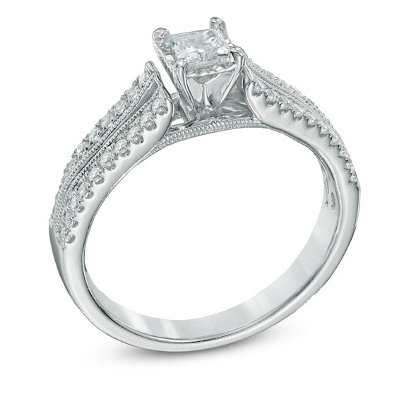 Previously Owned - 1/2 CT. T.w. Princess-Cut Diamond Split Shank Engagement Ring in 10K White Gold