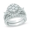 Thumbnail Image 1 of Previously Owned - 3 CT. T.W. Diamond Cluster Frame Bridal Set in 14K White Gold
