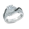 Thumbnail Image 1 of Previously Owned - 1 CT. T.W. Enhanced Black and White Diamond Twist Bridal Set in 10K White Gold
