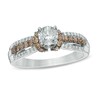 Thumbnail Image 1 of Previously Owned - 1 CT. T.W. Champagne and White Diamond Collar Engagement Ring in 14K White Gold