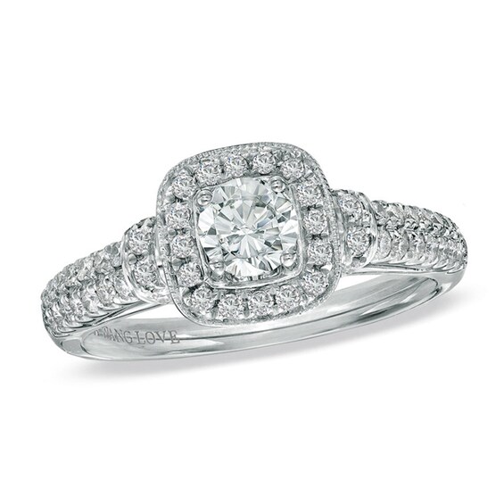 Previously Owned - Vera Wang Love Collection 3/4 CT. T.w. Diamond Frame Engagement Ring in 14K White Gold