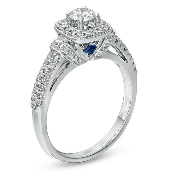 Previously Owned - Vera Wang Love Collection 3/4 CT. T.w. Diamond Frame Engagement Ring in 14K White Gold