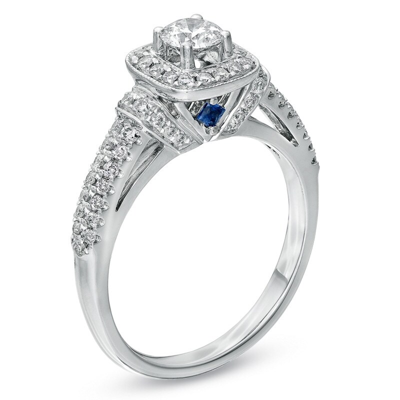 Main Image 3 of Previously Owned - Vera Wang Love Collection 3/4 CT. T.W. Diamond Frame Engagement Ring in 14K White Gold