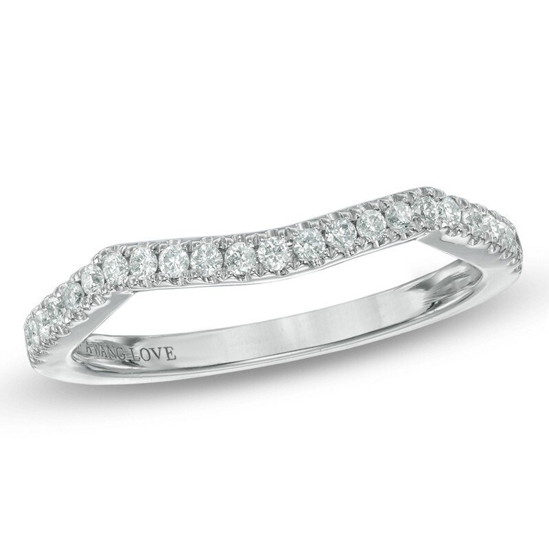 Main Image 1 of Previously Owned - Vera Wang Love Collection 1/5 CT. T.W. Diamond Contour Wedding Band in 14K White Gold