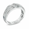 Thumbnail Image 2 of Previously Owned - Vera Wang Men's 1/8 CT. T.W. Diamond Three Stone Wedding Band in 14K White Gold