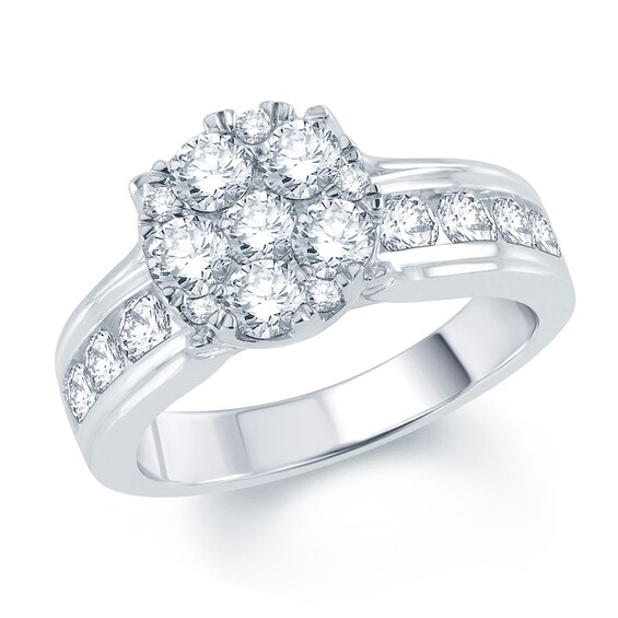 Previously Owned - 2-7/8 CT. T.w. Diamond Cluster Bridal Set in 10K White Gold