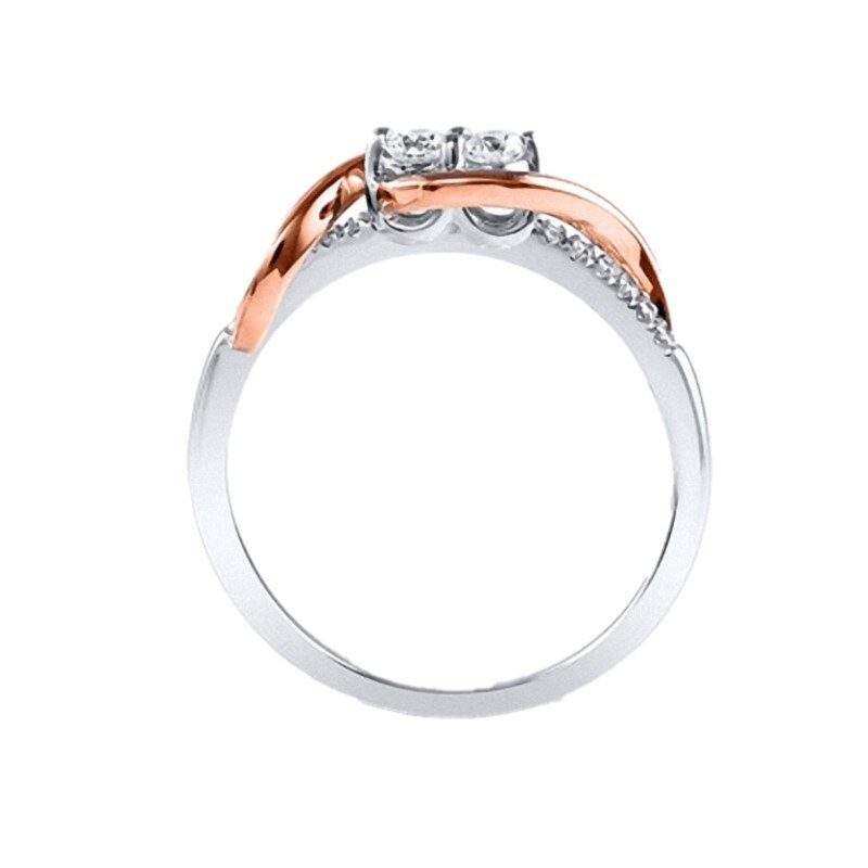 Main Image 2 of Previously Owned - Ever Us® 1/2 CT. T.W. Two-Stone Diamond Swirl Anniversary Band in 14K Two-Tone Gold