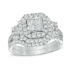 Thumbnail Image 1 of Previously Owned - 1 CT. T.W. Quad Princess-Cut Diamond Frame Three Stone Bridal Set in 10K White Gold