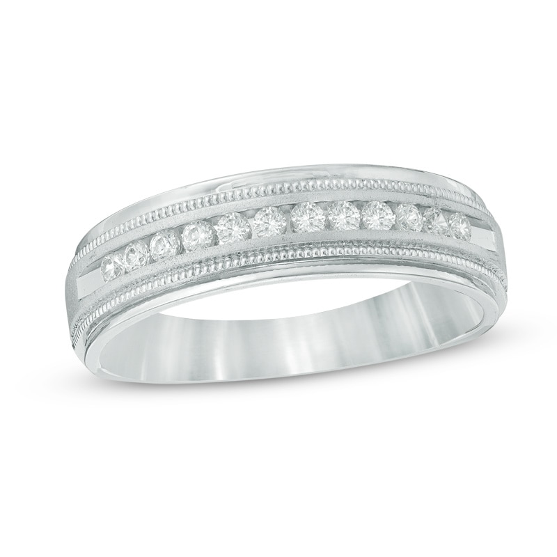 Main Image 1 of Previously Owned - 1/4 CT. T.W. Diamond Milgrain Anniversary Band in 14K White Gold