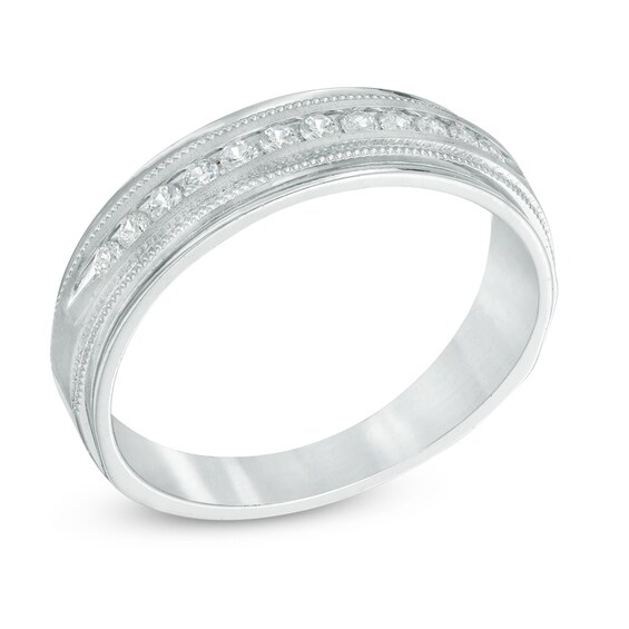 Previously Owned - 1/4 CT. T.w. Diamond Milgrain Anniversary Band in 14K White Gold