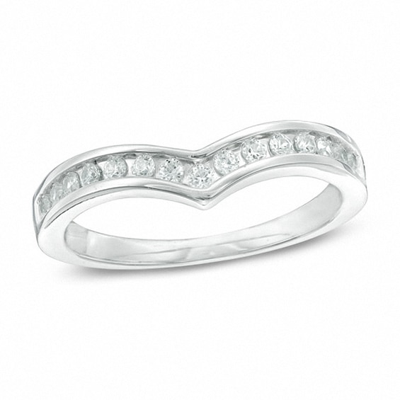 Previously Owned - 1/4 CT. T.w. Diamond Chevron Anniversary Band in 10K White Gold