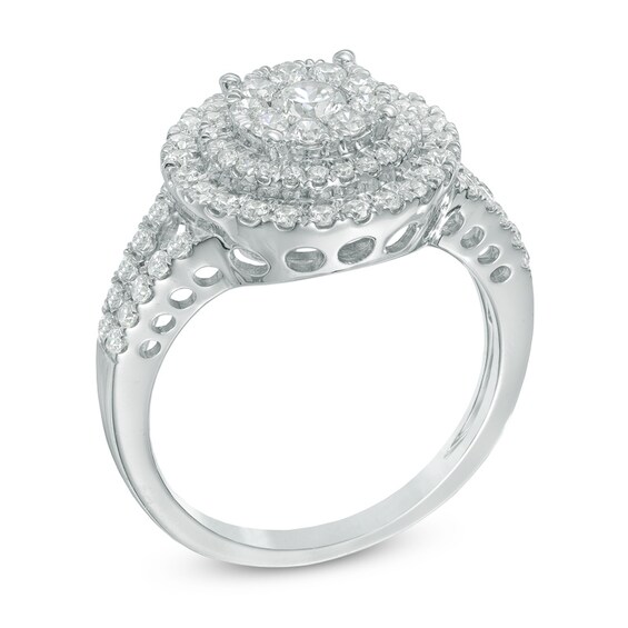 Previously Owned - 1 CT. T.w. Composite Diamond Double Frame Engagement Ring in 10K White Gold