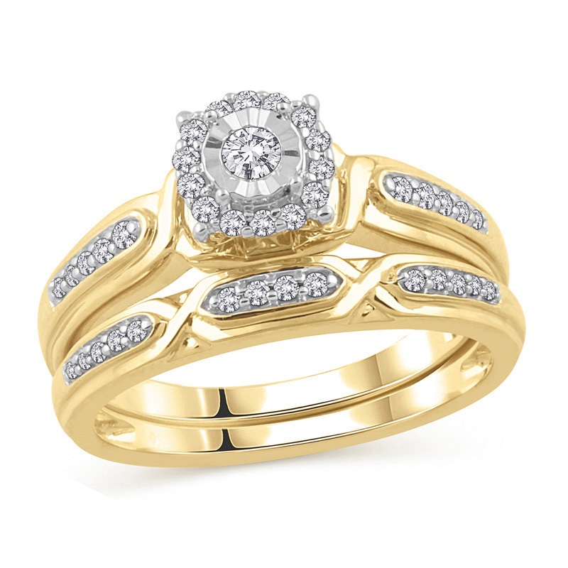 Main Image 2 of Previously Owned - 1/4 CT. T.W. Diamond Frame Bridal Set in 10K Gold
