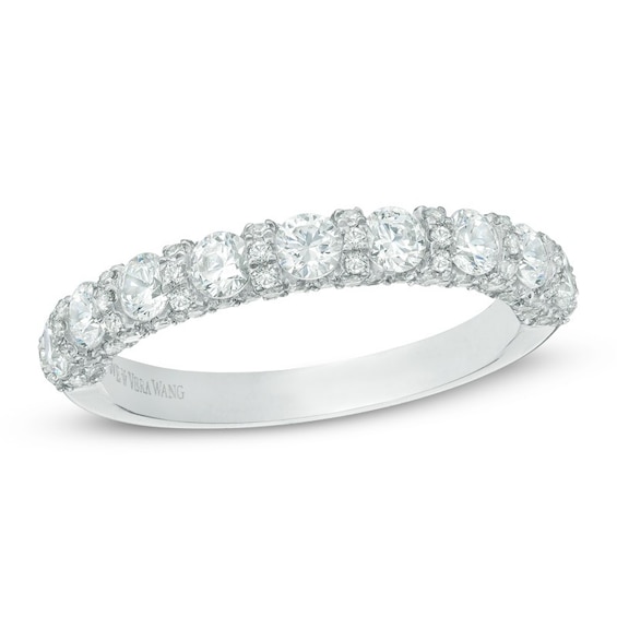 Previously Owned - Vera Wang Love Collection 1-1/5 CT. T.w. Diamond Border Nine Stone Band in 14K White Gold