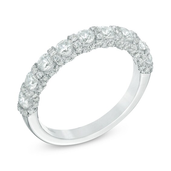 Previously Owned - Vera Wang Love Collection 1-1/5 CT. T.w. Diamond Border Nine Stone Band in 14K White Gold