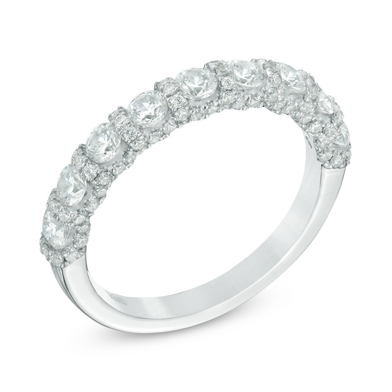 Main Image 2 of Previously Owned - Vera Wang Love Collection 1-1/5 CT. T.W. Diamond Border Nine Stone Band in 14K White Gold