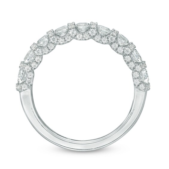 Previously Owned - Vera Wang Love Collection 1-1/5 CT. T.w. Diamond Border Nine Stone Band in 14K White Gold