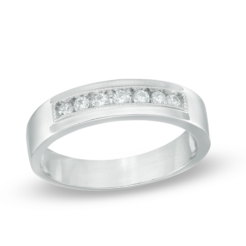 Main Image 1 of Previously Owned - 1/4 CT. T.W. Diamond Wedding Band in Sterling Silver