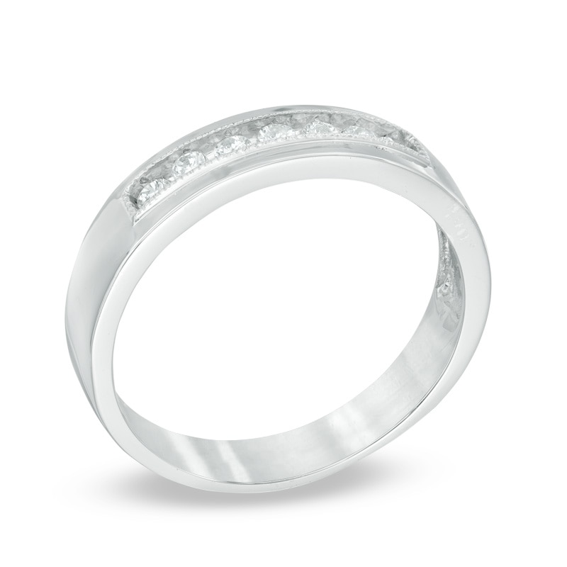 Main Image 2 of Previously Owned - 1/4 CT. T.W. Diamond Wedding Band in Sterling Silver