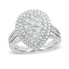 Thumbnail Image 1 of Previously Owned - 1-1/8 CT. T.W. Composite Diamond Pear-Shaped Double Frame Engagement Ring in 14K White Gold