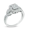 Thumbnail Image 2 of Previously Owned - 3/4 CT. T.W. Rectangular Composite Diamond Frame Twist Shank Engagement Ring in 10K White Gold