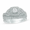 Thumbnail Image 1 of Previously Owned - 1 CT. T.W. Princess-Cut Diamond Twist Bridal Set in 14K White Gold
