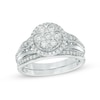 Thumbnail Image 1 of Previously Owned - 1/2 CT. T.W. Composite Diamond Frame Bridal Set in 10K White Gold