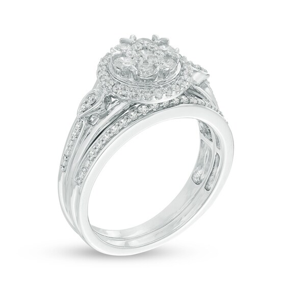 Previously Owned - 1/2 CT. T.w. Composite Diamond Frame Bridal Set in 10K White Gold