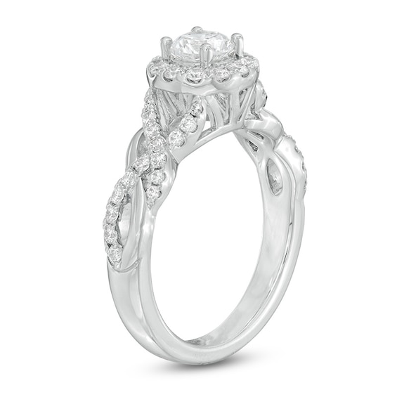 Previously Owned - Celebration Ideal 1 CT. T.w. Diamond Frame Braid Engagement Ring in 14K White Gold (I/I1)