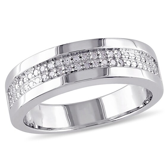 Previously Owned - 1/10 CT. T.w. Diamond Double Row Band in Sterling Silver